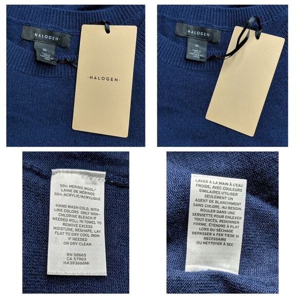 Halogen (Nordstrom) Ruffle Cuff Sweater Long Sleeves Crew Neck Merino Wool M New - Picture 5 of 5